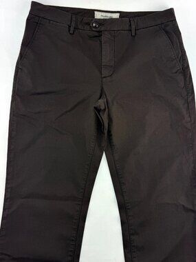 Teleria Zed Pants Mens 36x33 Brown Stretch Chino Made In Italy Flat Front Robin